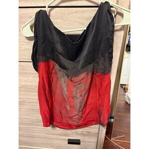 Zara Premium red and black 100% silk top size small